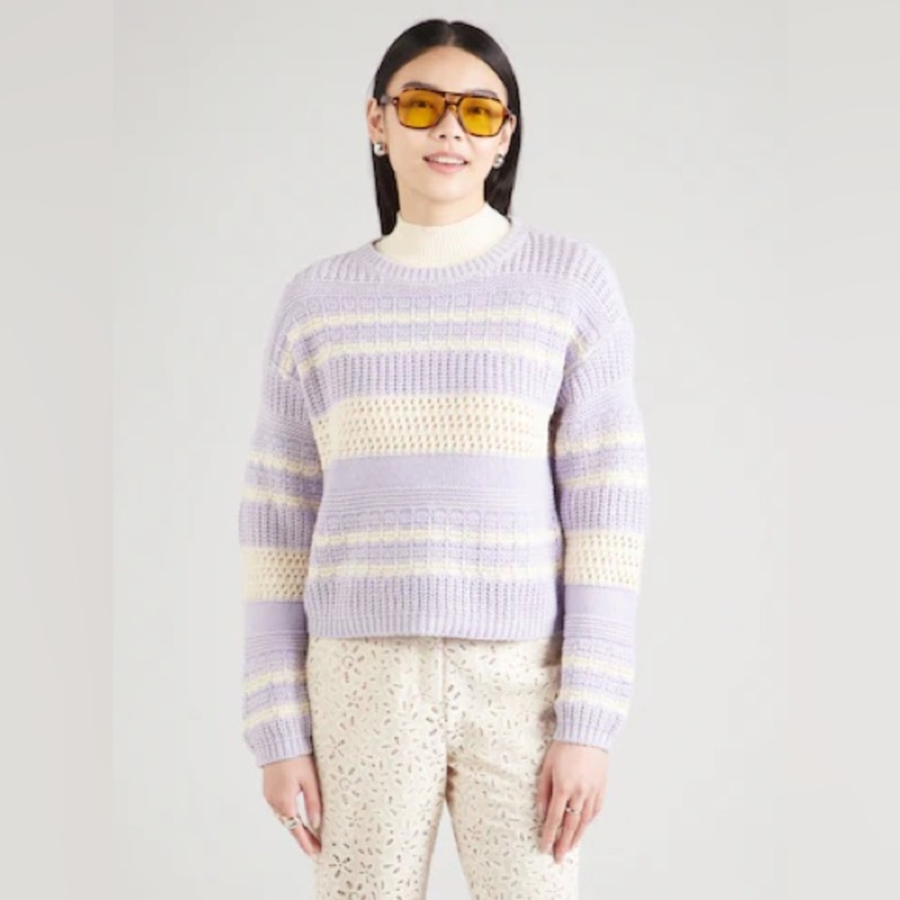 Vero Moda Crewneck Sweater Size Large Lilac Cream Purple